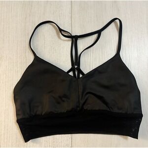 Alo Longline Lavish Sports Bra Sz S Black - Strappy Back / Mesh Bottom